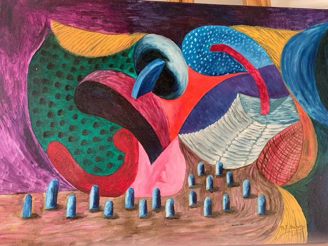 cuadro abstracto en óleo sobre lienzo