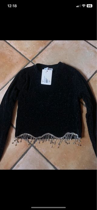 maglietta con dettati brillantinati