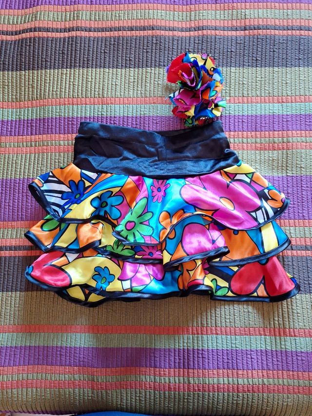 Falda disfraz samba niña talla 5 6
