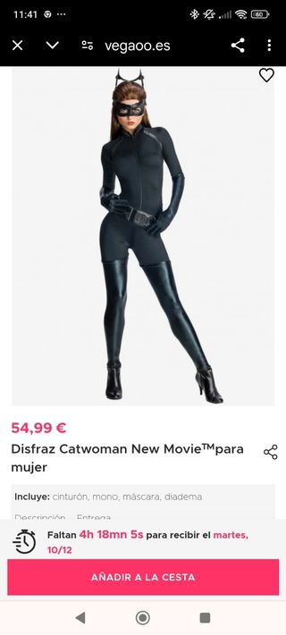 Disfraz de calidad catwoman talla XS
