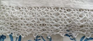 LENZUOLO MOLTO ANTICO LINO BIANCO BORDO MERLETTO