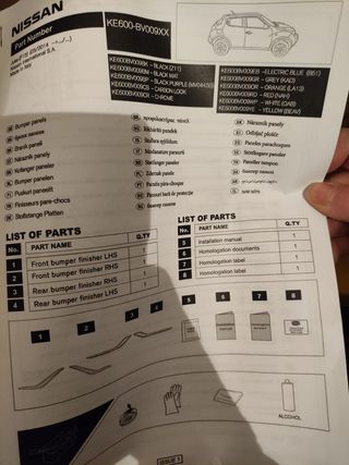 Juego embellecedores de parachoques Nissan JukeJ15