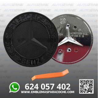 Emblema Mercedes negro brillo para capó 57 mm (B)