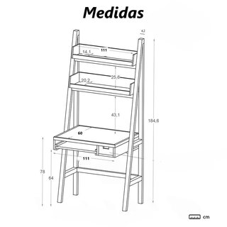 Escritorio de madera blanco Banak