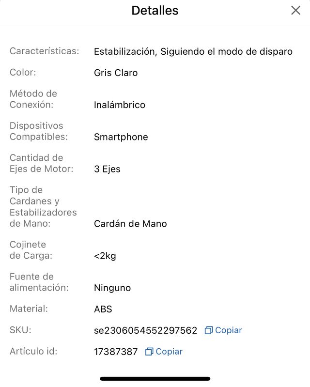 Estabilizador Gimbal profesional.