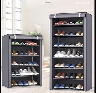 Zapatero tela plegable 7 niveles 2 columnas - Gris