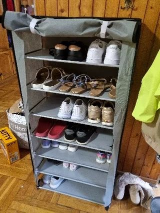 Zapatero tela plegable 7 niveles 2 columnas - Gris