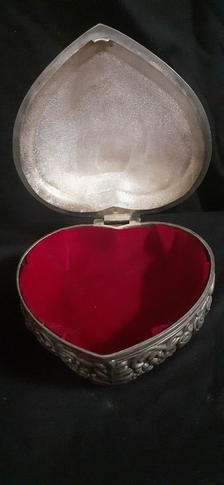 Gran joyero antiguo de estaño plateado Cofre joyas