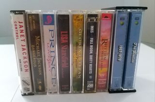 9 CASSETES LOT-PRINCE,BEATLES,MICHAEL & JANET,ETC