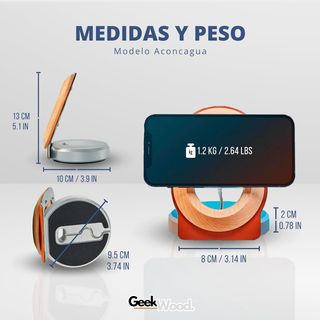 GeekWood Estación Carga Inalámbrica Madera Aconcag