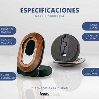 GeekWood Estación Carga Inalámbrica Madera Aconcag