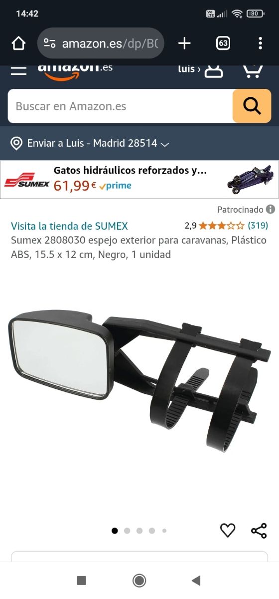 Espelho exterior para caravana