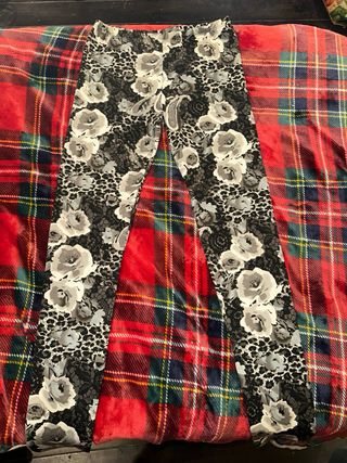 Leggings flores blanco/negro/gris 