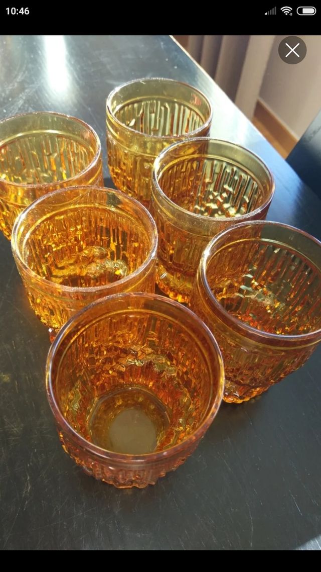 Vasos color ambar.Años 70