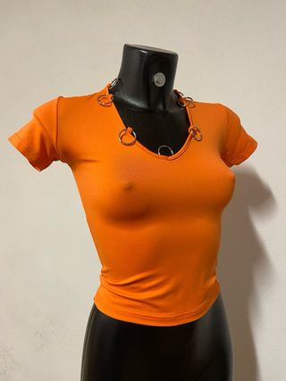 Vintage cyber y2k rave punk orange top