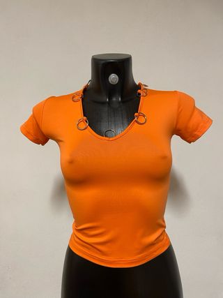 Vintage cyber y2k rave punk orange top