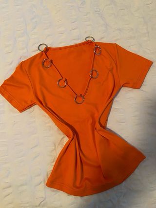 Vintage cyber y2k rave punk orange top