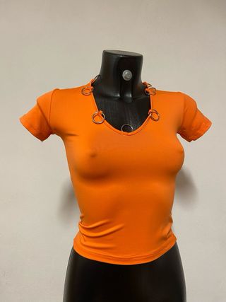 Vintage cyber y2k rave punk orange top