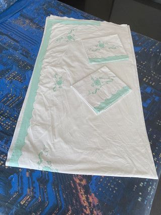 Lenzuolo matrimoniale con federe vintage anni '60