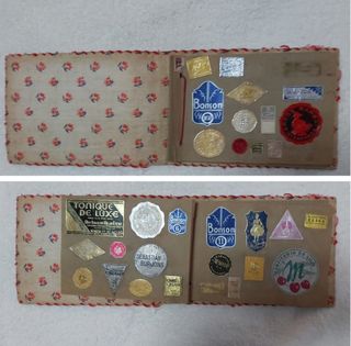 Antiguo Álbum etiquetas y tarjetas postales