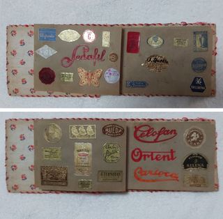 Antiguo Álbum etiquetas y tarjetas postales