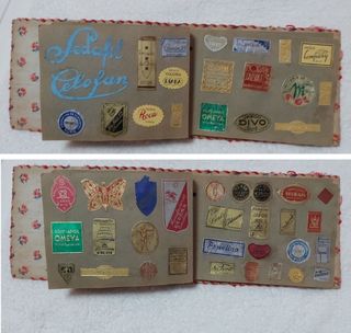 Antiguo Álbum etiquetas y tarjetas postales