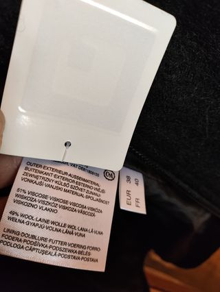 Abrigo de lana negro - Nuevo con etiquetas!!!