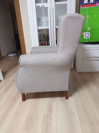 Sillón tela marrón beige claro