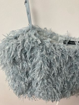 Top crop azul de fiesta de zara talla M