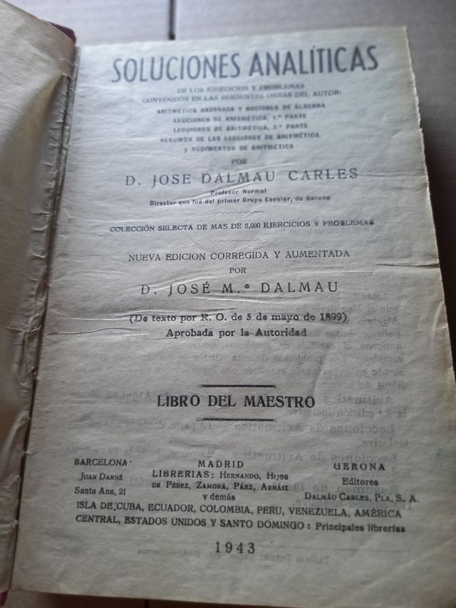 Libro Soluciones Analítica. 1943
