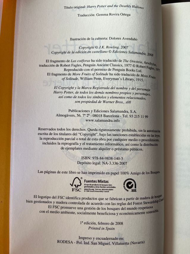 Libros Harry Potter -primera edición español