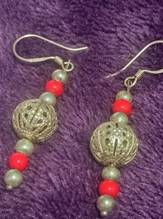 rojo pasión pendientes de coral y plata 925