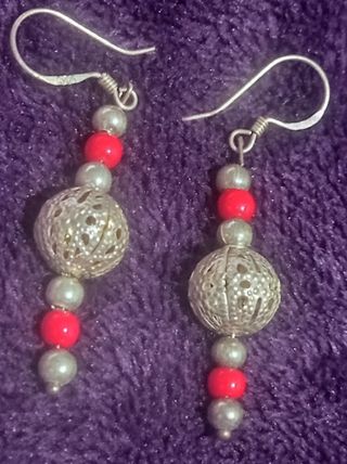 rojo pasión pendientes de coral y plata 925