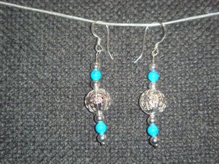 vintage pendientes Turquesa Natural plata de ley