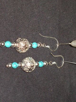 vintage pendientes Turquesa Natural plata de ley