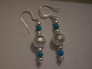 vintage pendientes Turquesa Natural plata de ley