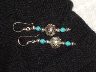 vintage pendientes Turquesa Natural plata de ley