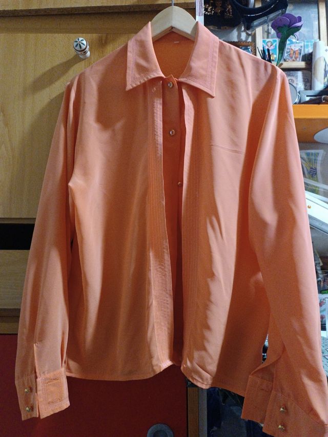 Camisa coral claro 100%seda
