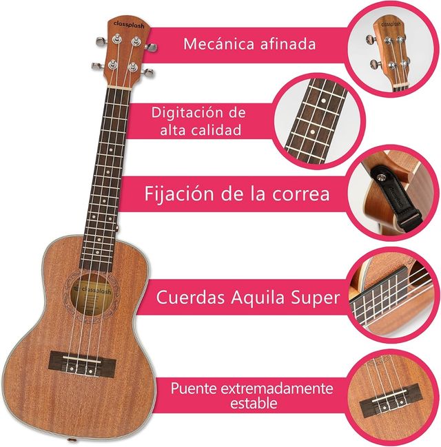 Ukelele con accesorios app para aprender