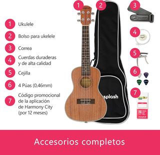 Ukelele con accesorios app para aprender