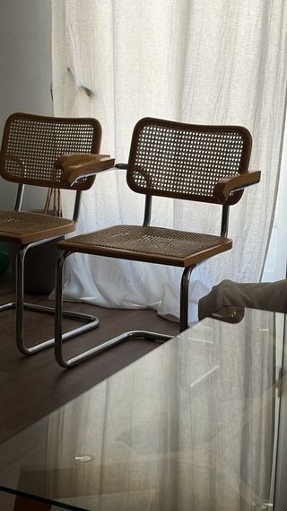 Sillas ratan, madera y acero