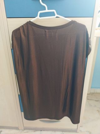 Camiseta marrón sin mangas tornosolada