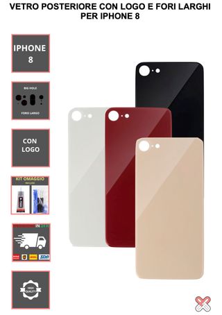 VETRO DI RICAMBIO PER IPHONE 8-15 VARI COLORI