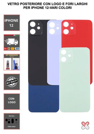 VETRO DI RICAMBIO PER IPHONE 8-15 VARI COLORI
