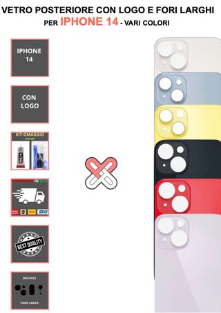 VETRO DI RICAMBIO PER IPHONE 8-15 VARI COLORI