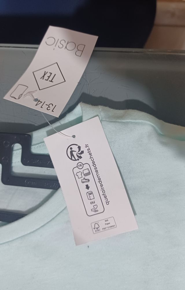 Camiseta niña talla 13-14 turquesa, manga corta