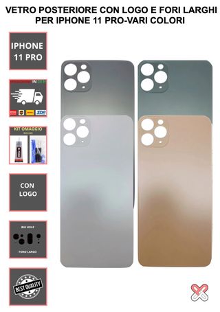 VETRO POSTERIORE PER IPHONE 11 PRO CON LOGO