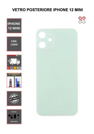 VETRO POSTERIORE PER IPHONE 12 MINI  CON LOGO