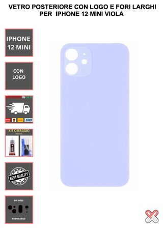 VETRO POSTERIORE PER IPHONE 12 MINI  CON LOGO