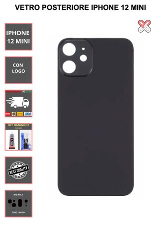 VETRO POSTERIORE PER IPHONE 12 MINI  CON LOGO